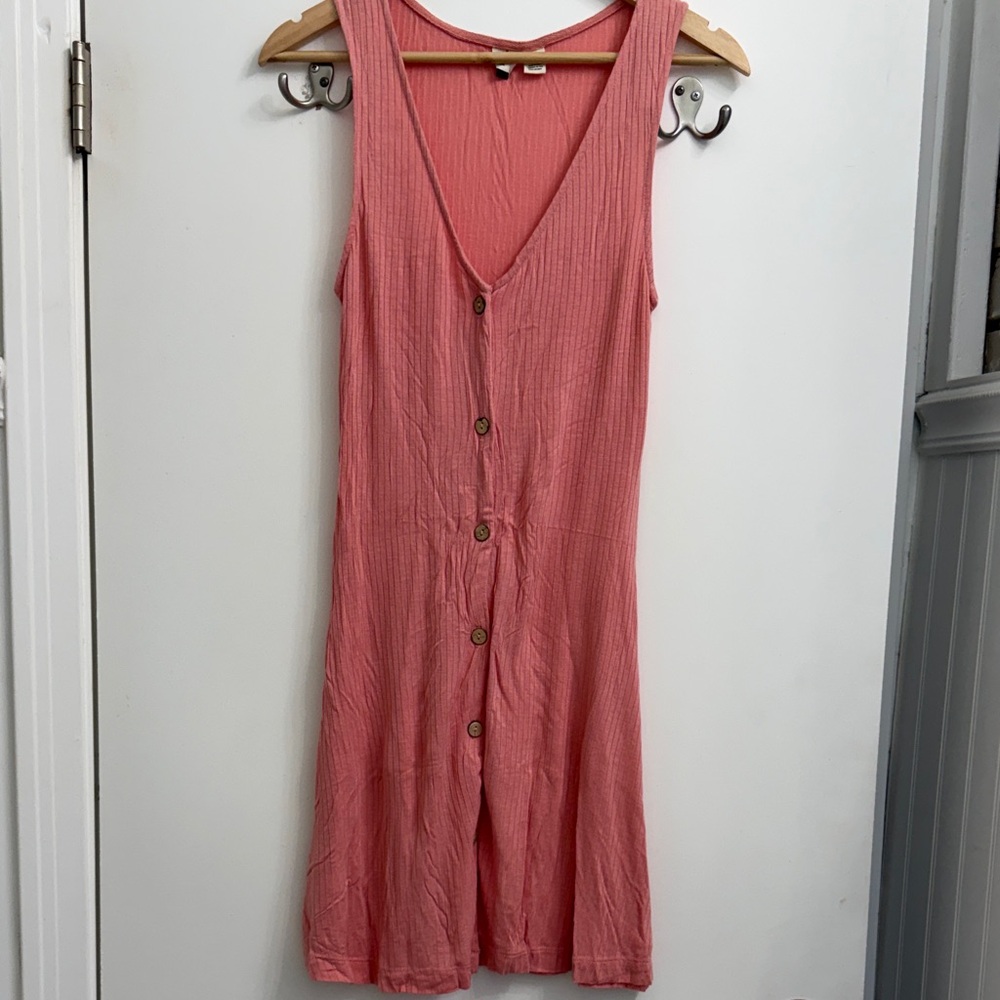 Roxy Coral Button-Front Mini Dress